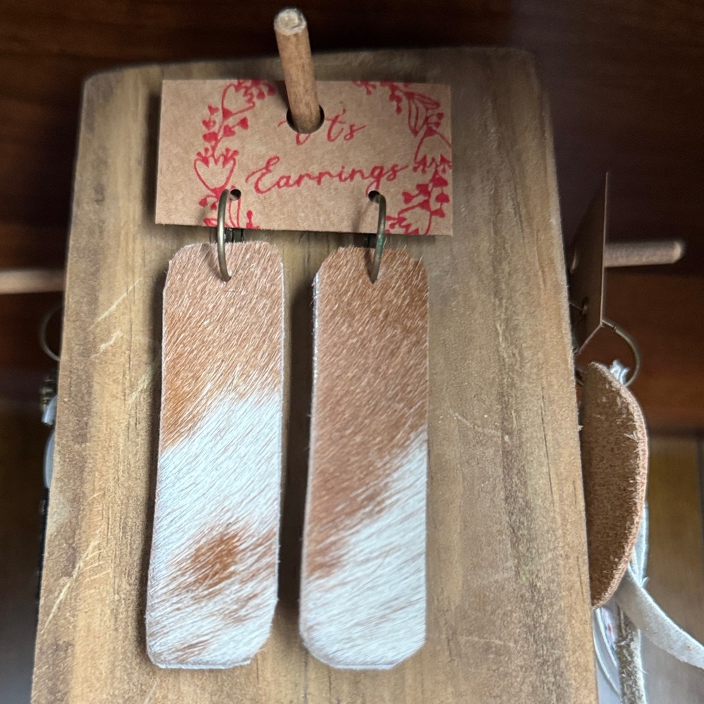 Brown and White Earrings
